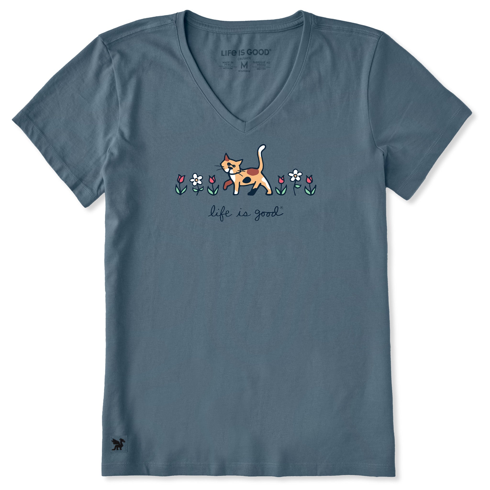 Women's Al with Flowers Short Sleeve Crusher Vee
