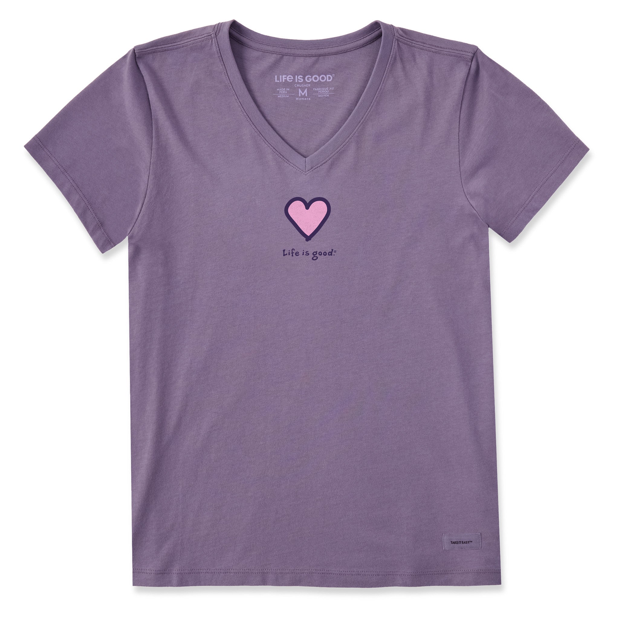 Women's Heart Short Sleeve Crusher Vee