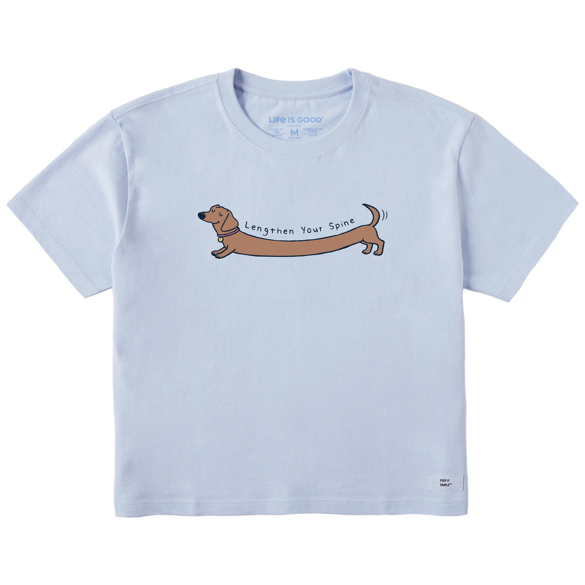 Women's Lengthen Your Spine Dachshund Short Sleeve Crusher Boxy Tee