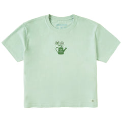 Women's Daisies in Watering Can Short Sleeve Crusher Boxy Tee