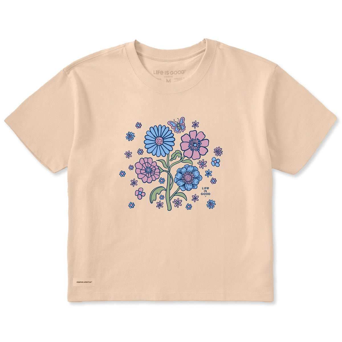 Women's A Butterfly Among Flowers Short Sleeve Crusher Boxy Tee