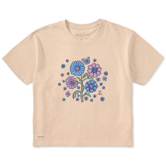 Women's A Butterfly Among Flowers Short Sleeve Crusher Boxy Tee