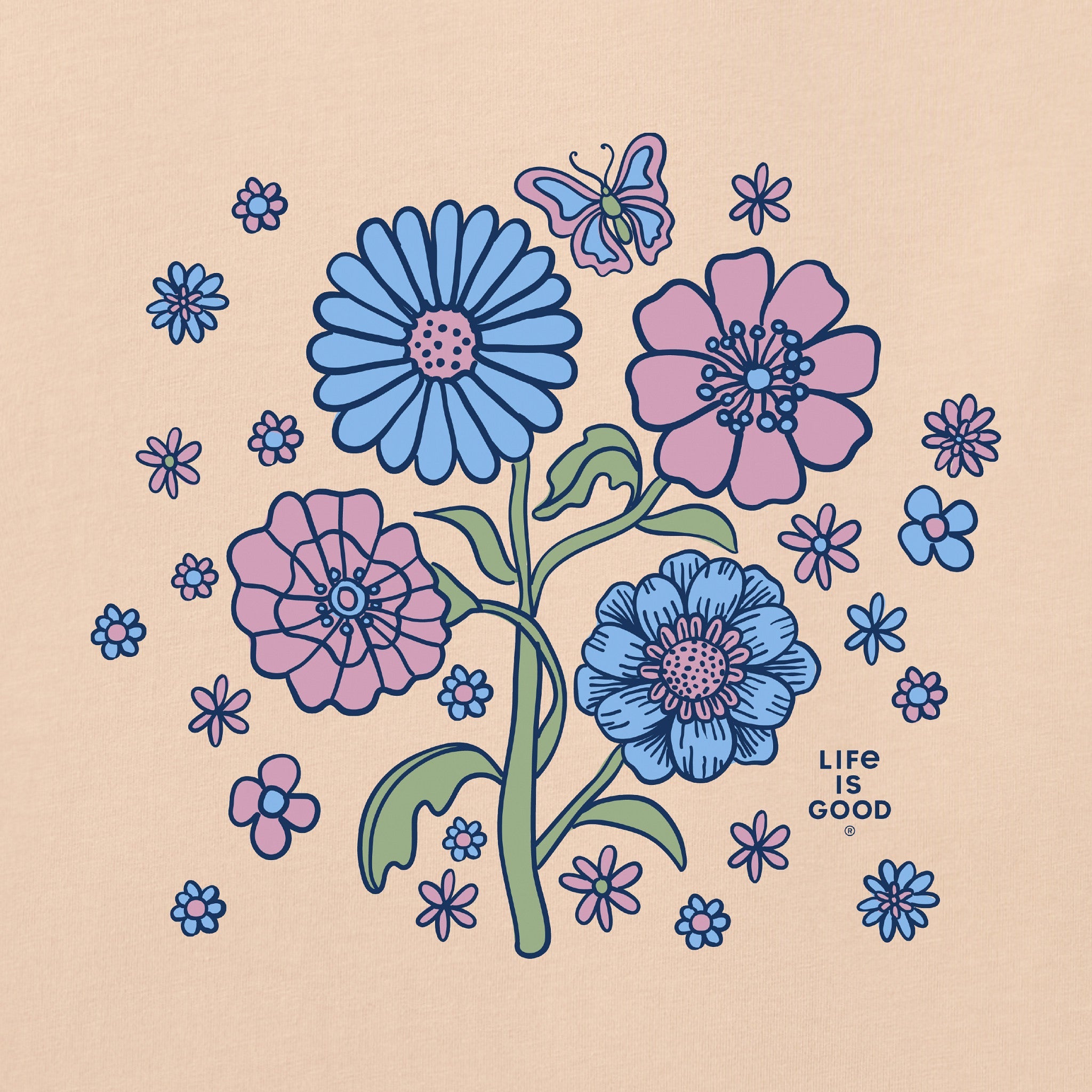 Women's A Butterfly Among Flowers Short Sleeve Crusher Tee