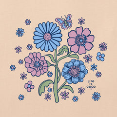 Women's A Butterfly Among Flowers Short Sleeve Crusher Tee