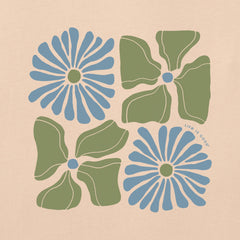 Women's Four Flower Grid Short Sleeve Crusher Tee