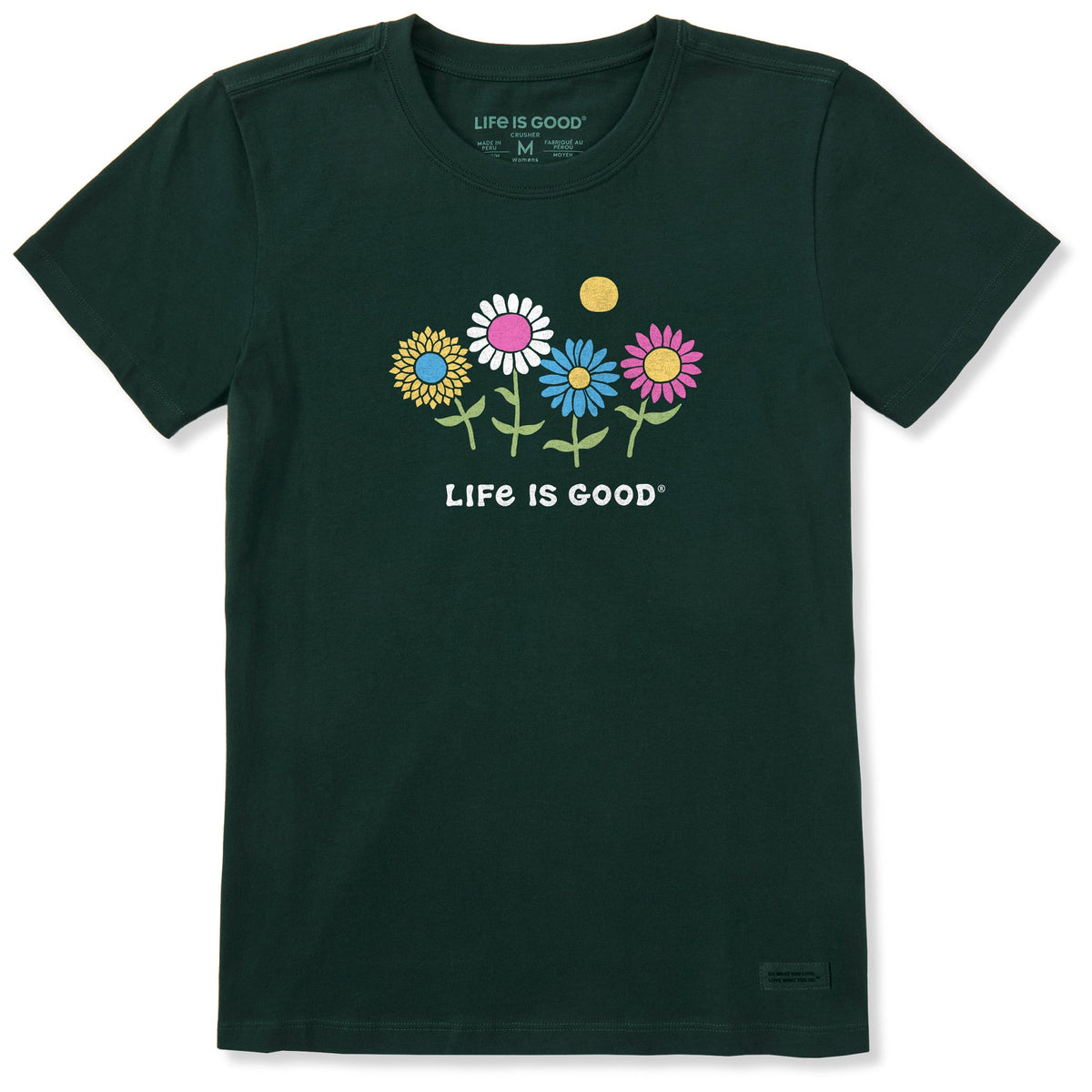 Women's Four Big Flowers Short Sleeve Crusher Tee