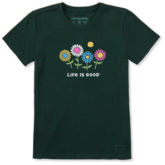 Women's Four Big Flowers Short Sleeve Crusher Tee