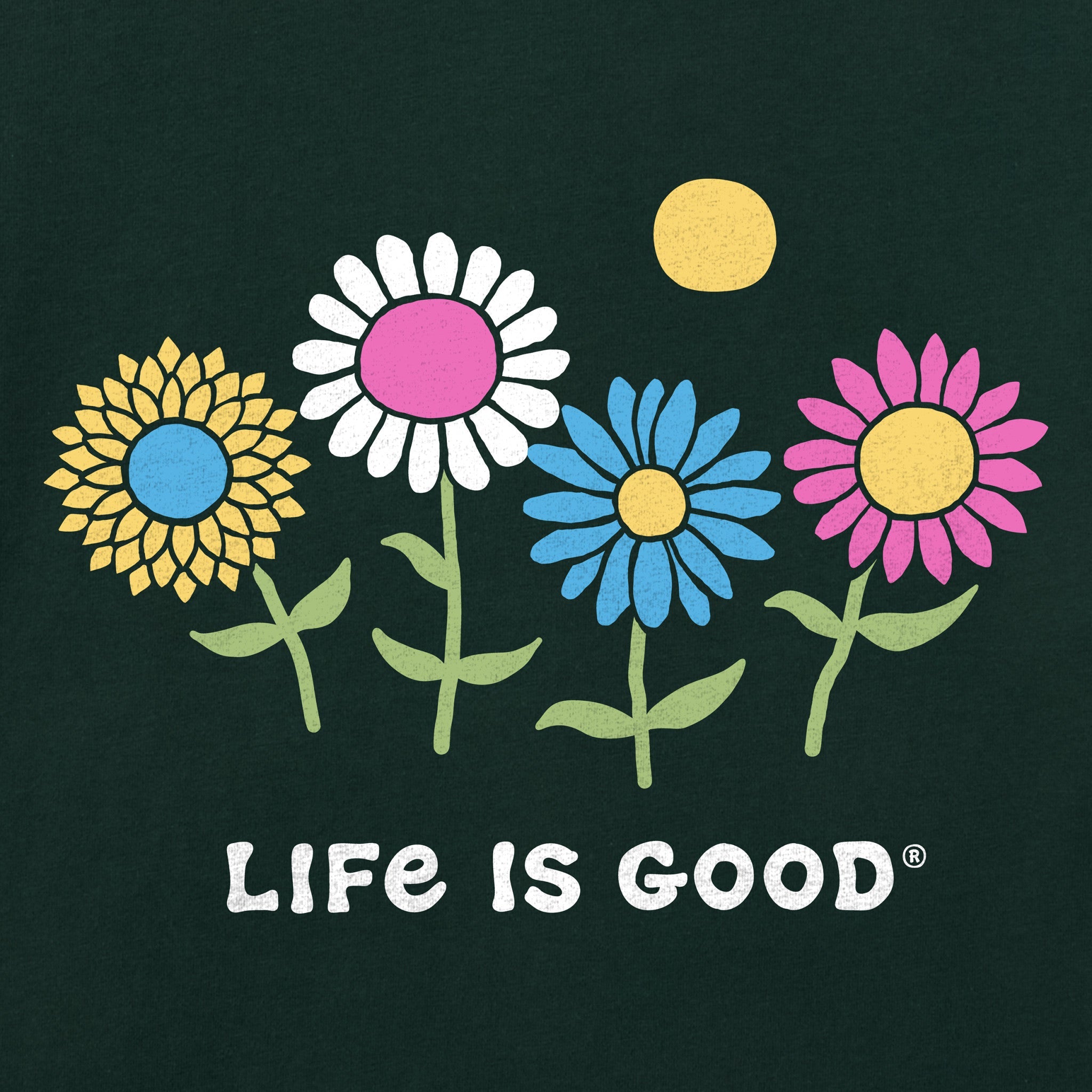 Women's Four Big Flowers Short Sleeve Crusher Tee