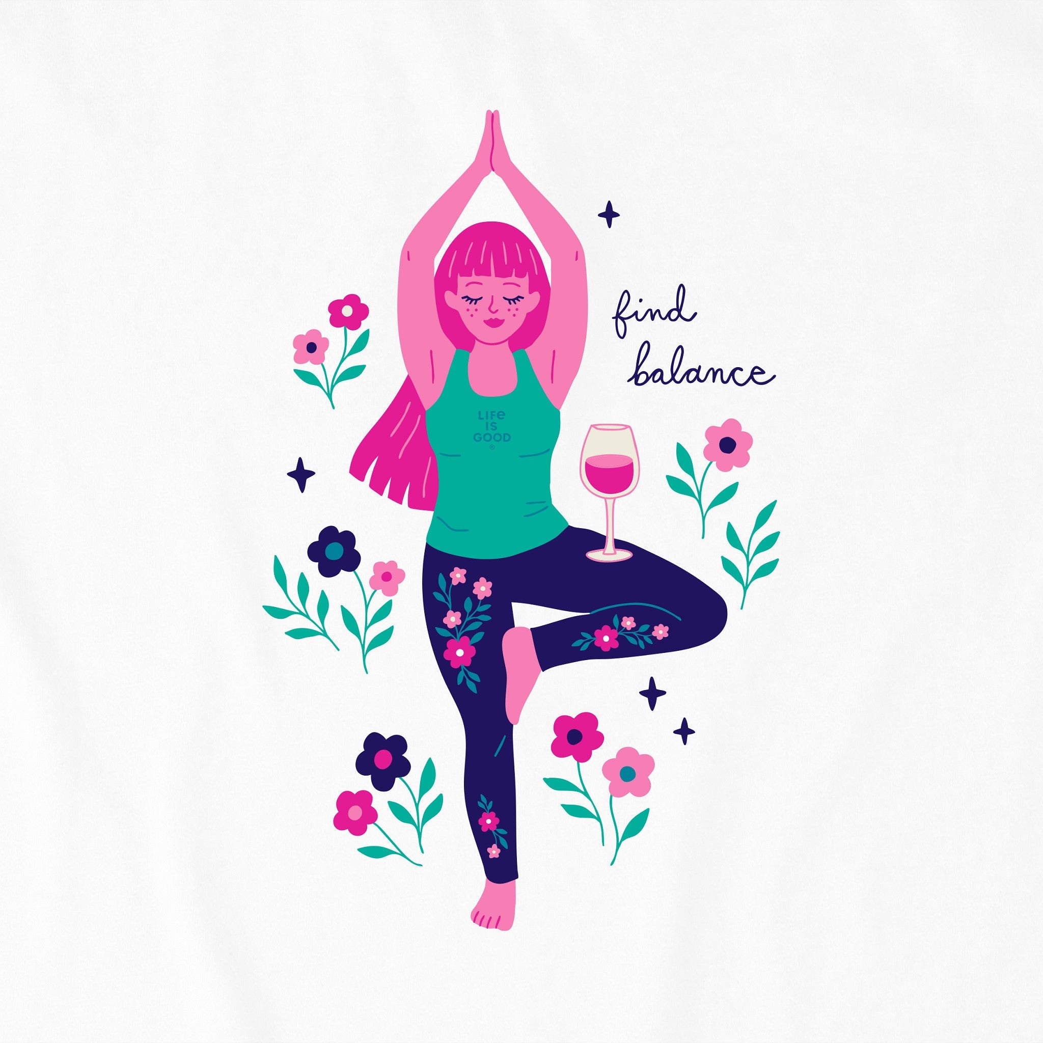 Women's Find Balance Wine Short Sleeve Crusher Tee