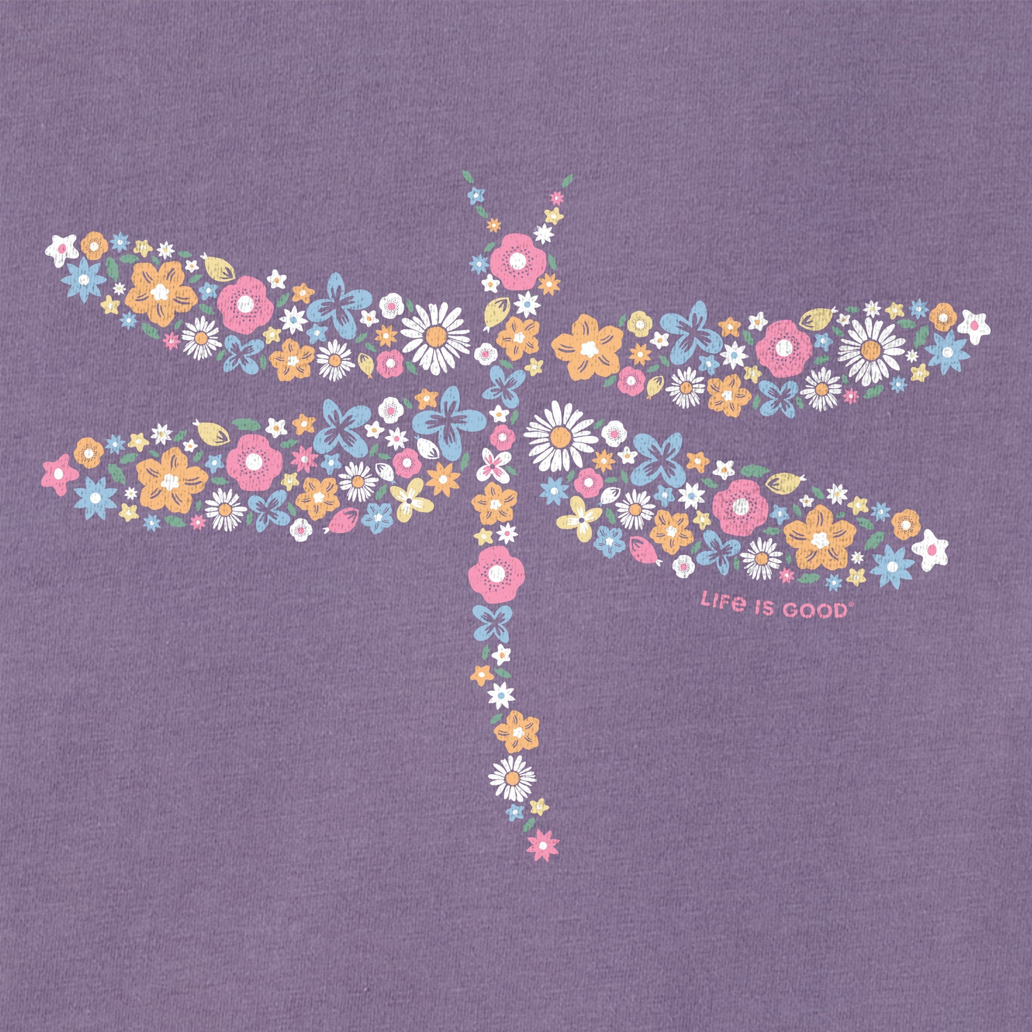 Women's Dragonfly Flowers Short Sleeve Vee
