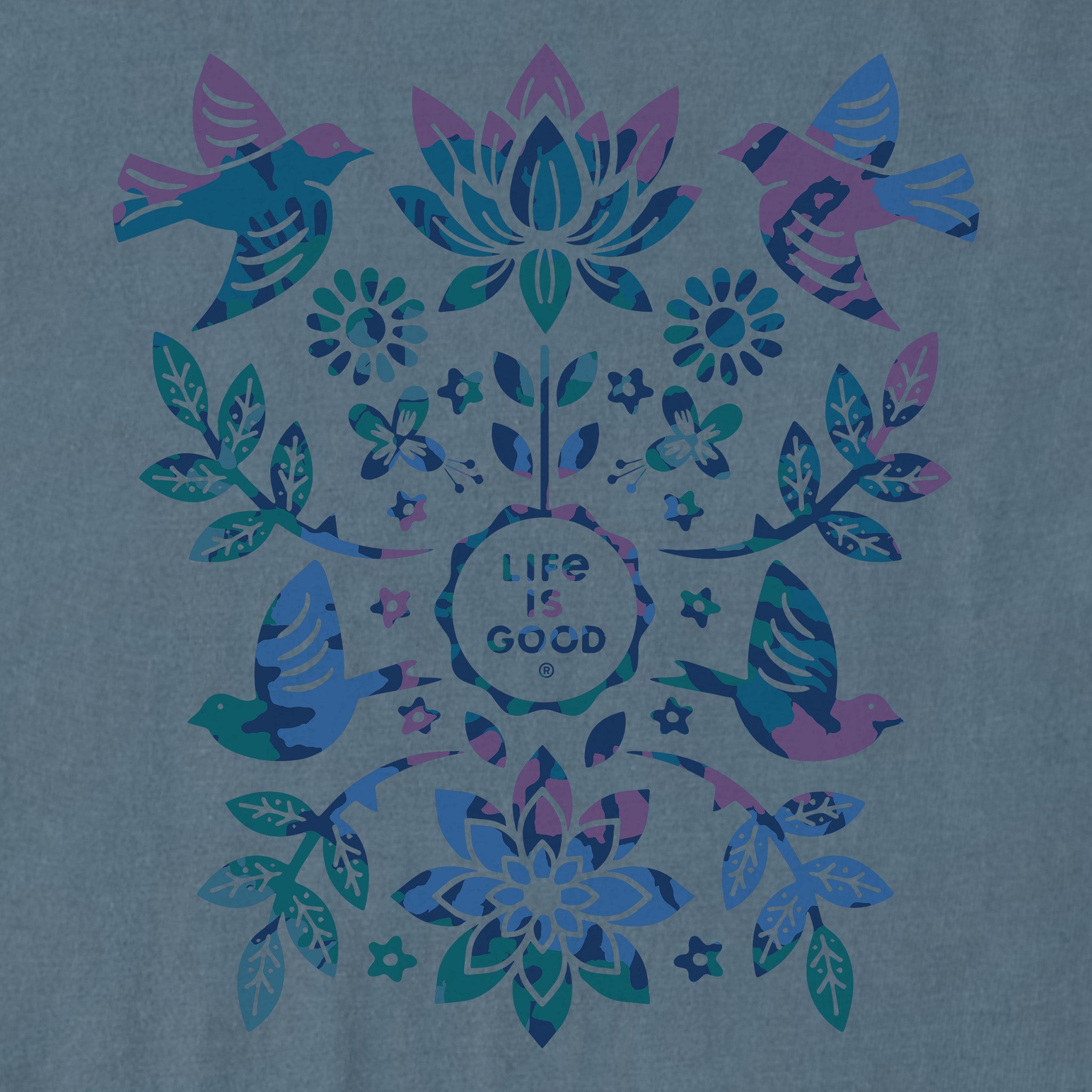Women's Folk Art Garden Tie Dye Short Sleeve Tee