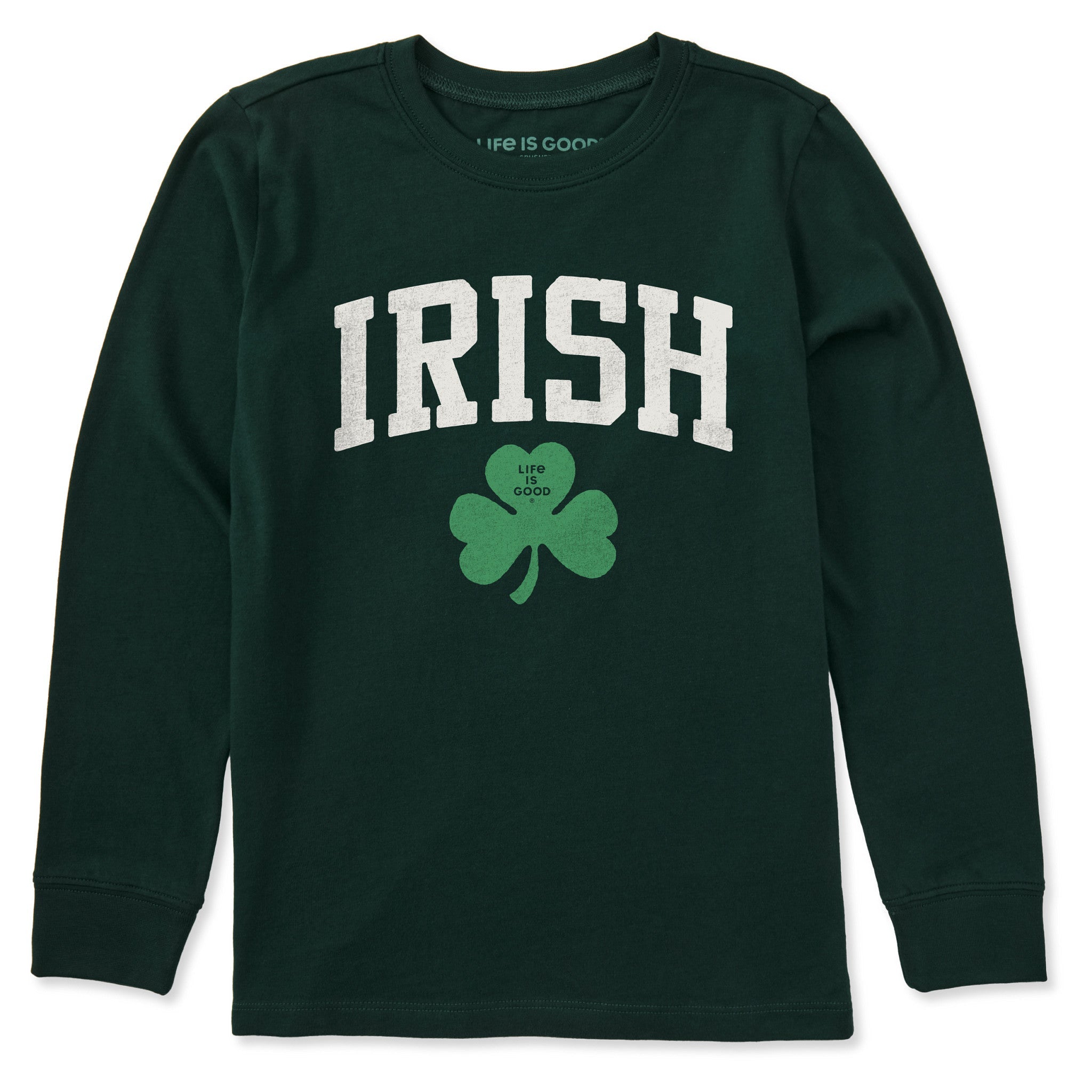 Kids Irish Clover Long Sleeve Crusher Tee