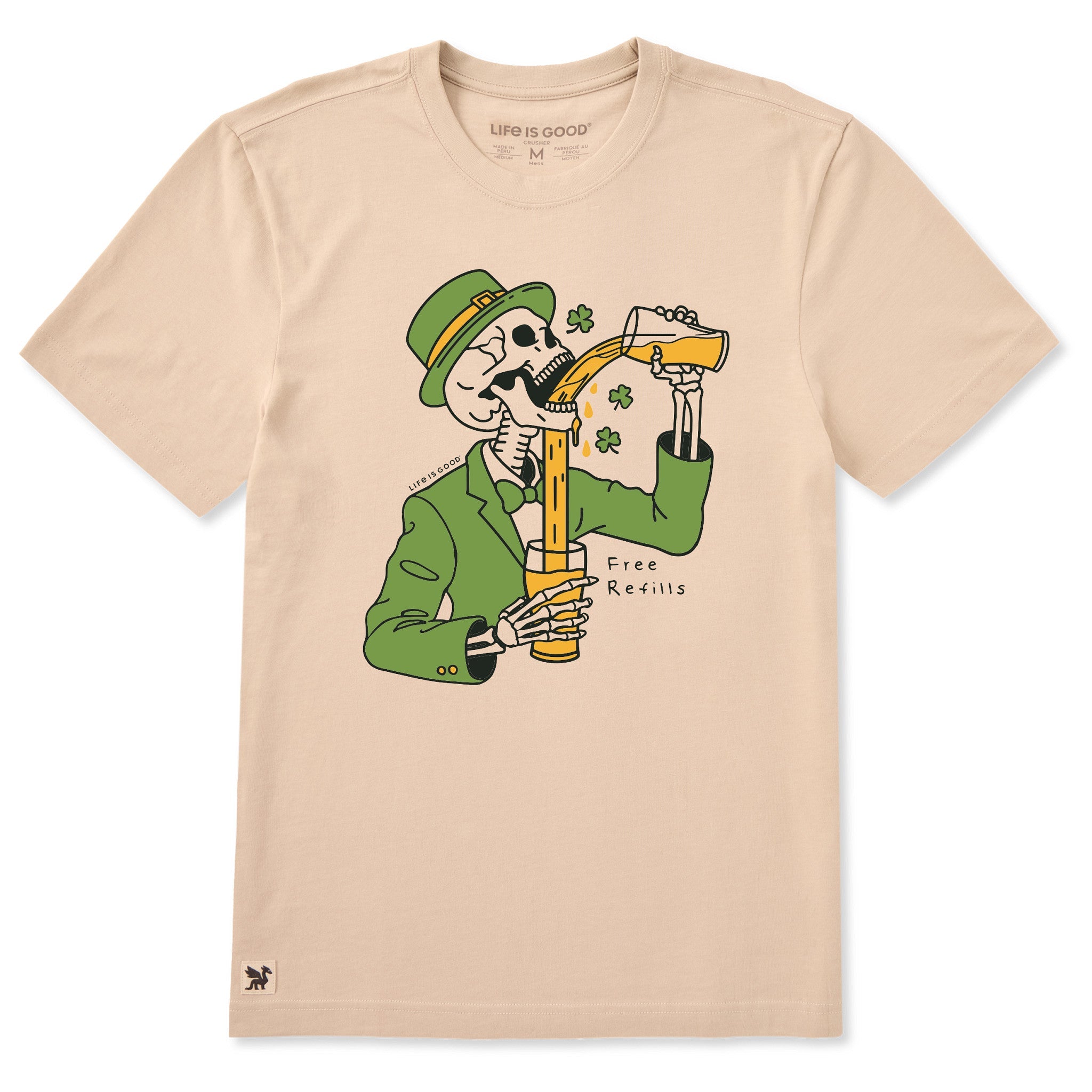 Men's Free Refills St. Patrick's Day Short Sleeve Crusher Tee