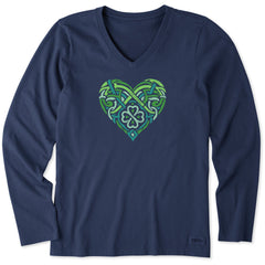 Women's Celtic Heart Long Sleeve Crusher Vee