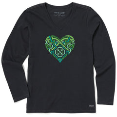 Women's Celtic Heart Long Sleeve Crusher Vee