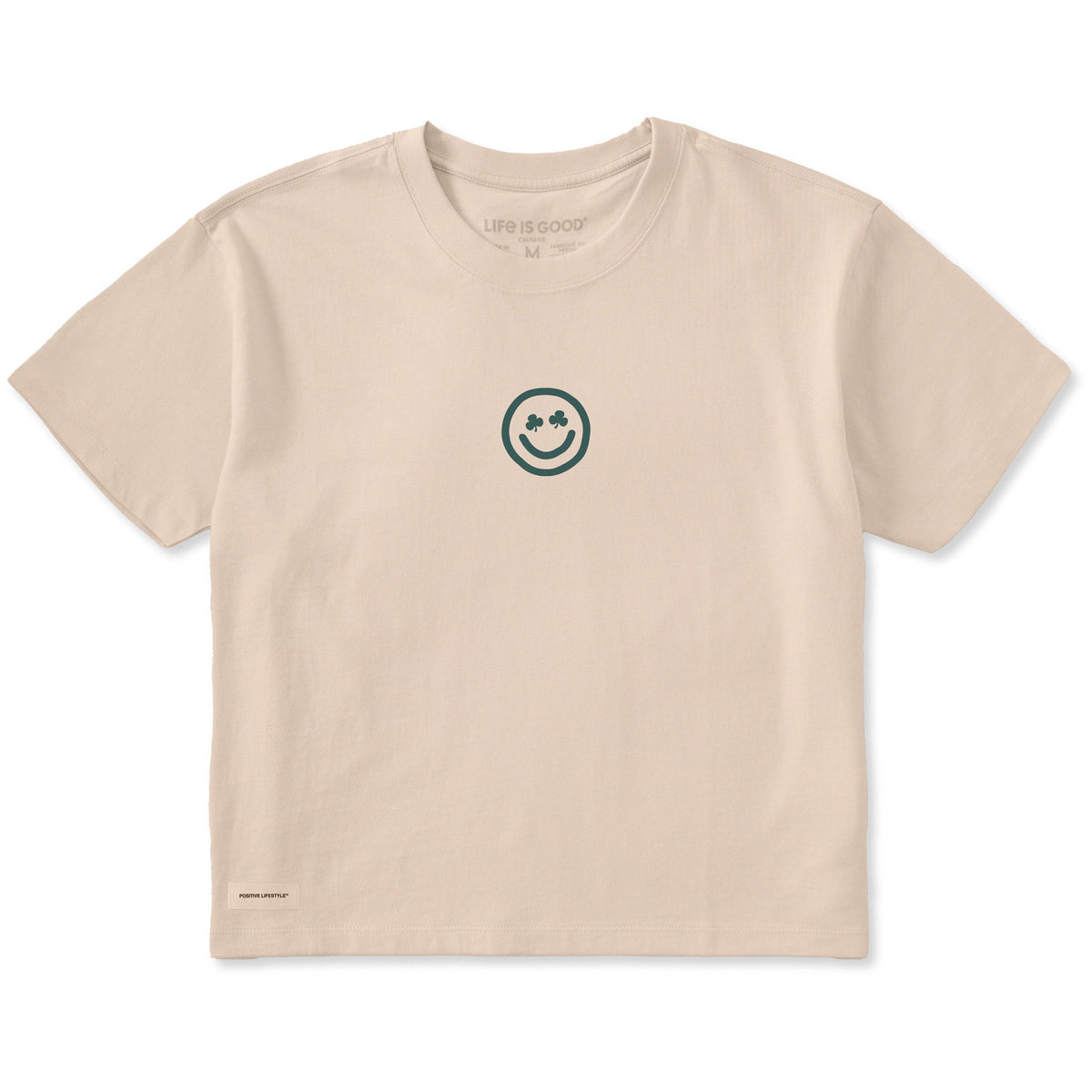 Women's Clean Clover Smile Face Short Sleeve Crusher Boxy Tee