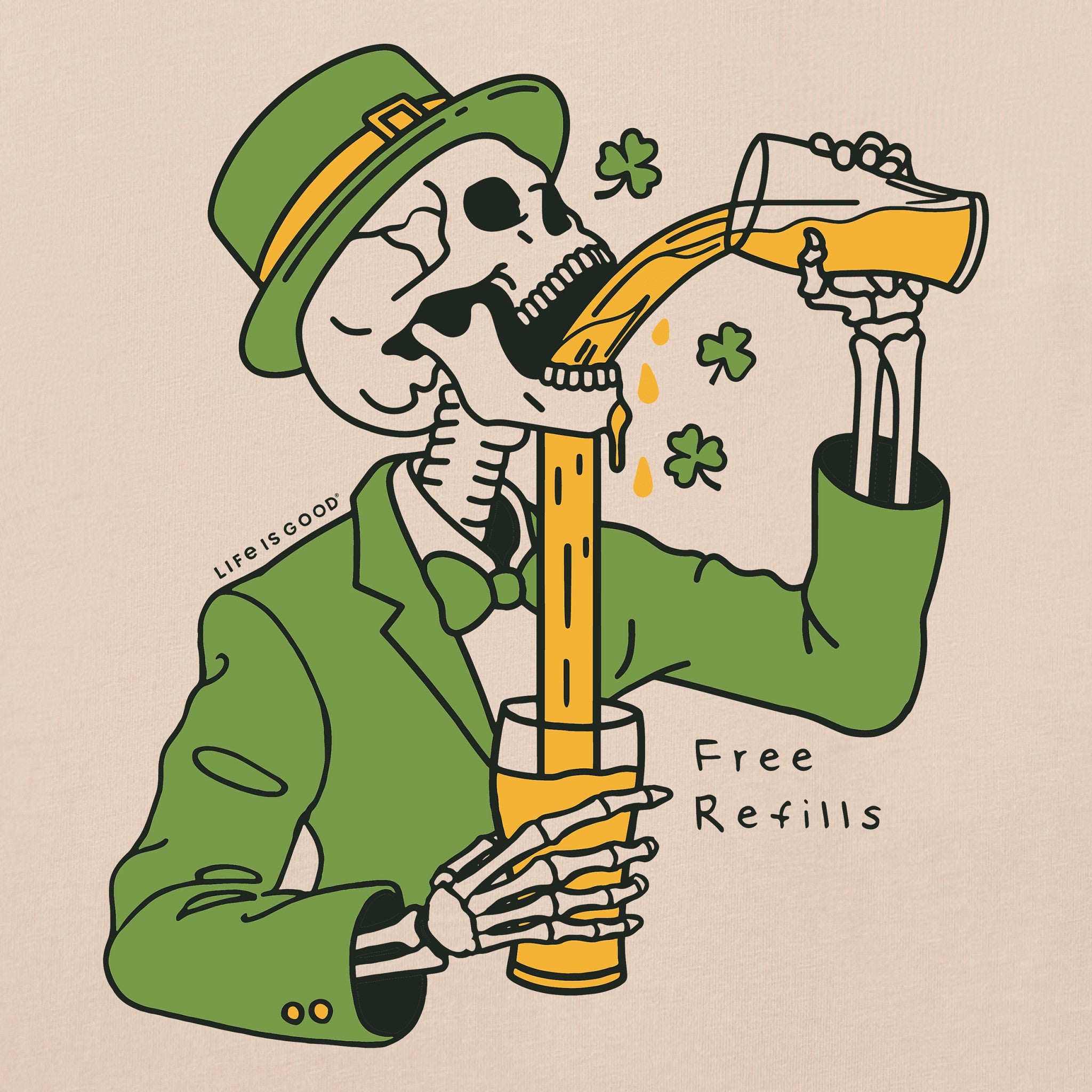 Women's Free Refills St. Patrick's Day Short Sleeve Crusher Boxy Tee