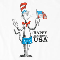 Kids Happy Birthday USA Cat in the Hat Short Sleeve Crusher Tee