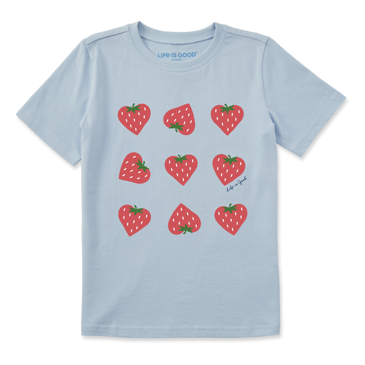 Kids Nine Strawberry Hearts Short Sleeve Crusher Tee