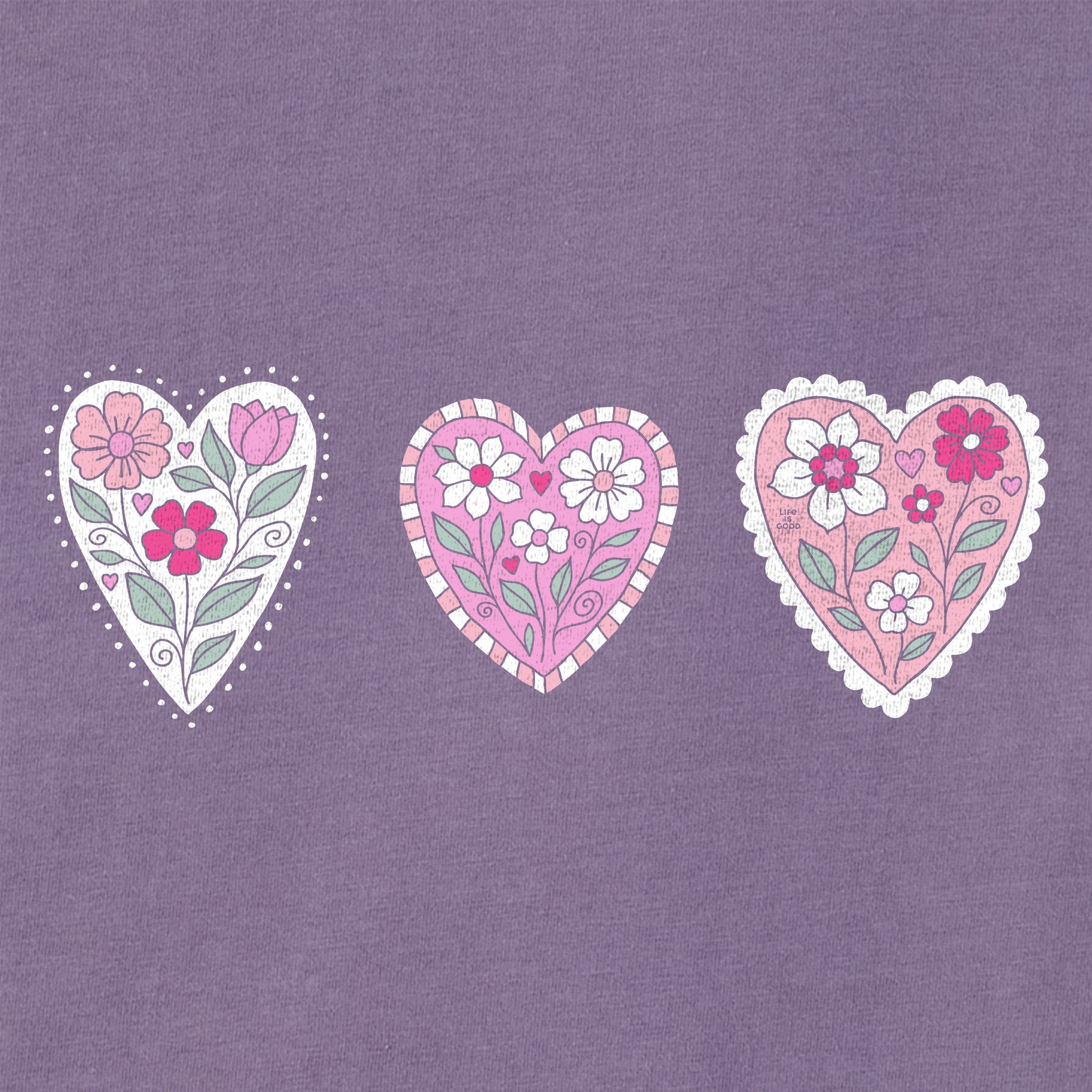 Women's Doodle Heart Trio Short Sleeve Crusher Boxy Tee