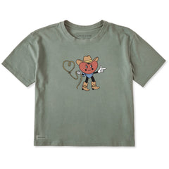 Women's Cowboy Heart Short Sleeve Crusher Boxy Tee