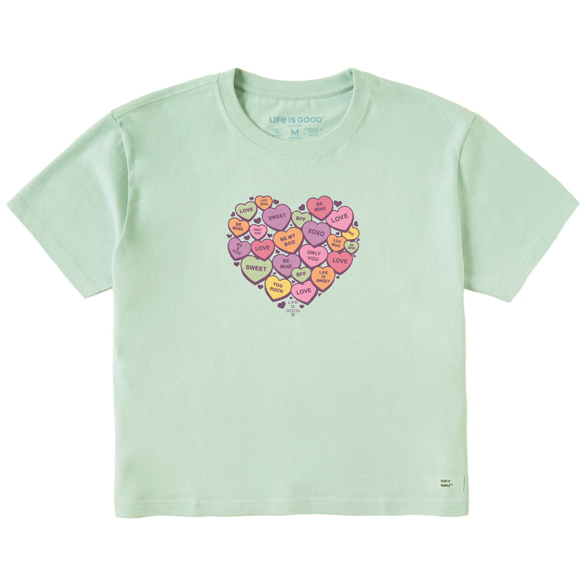 Women's Candy Heart Short Sleeve Crusher Boxy Tee