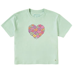 Women's Candy Heart Short Sleeve Crusher Boxy Tee