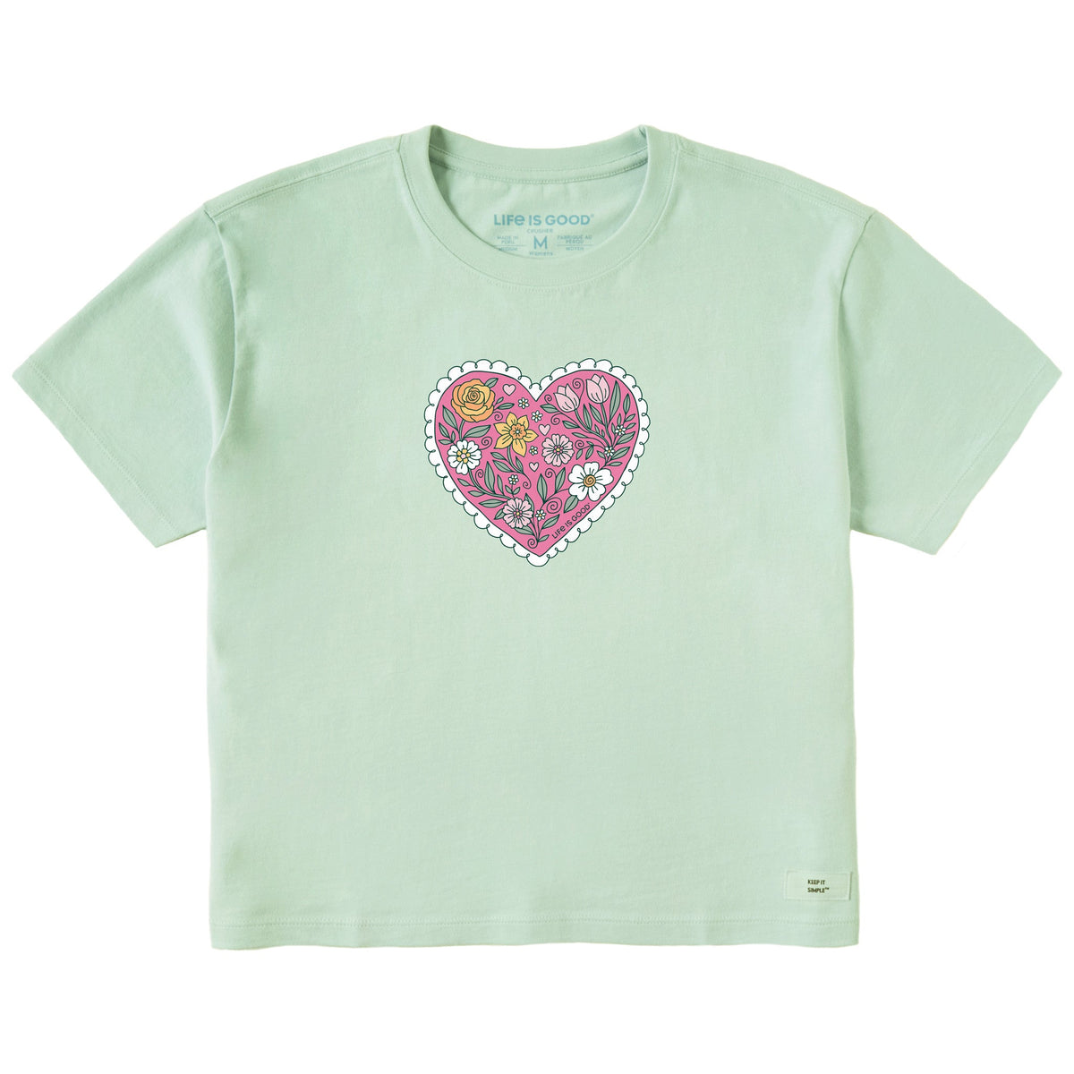 Women's Doodle Heart Short Sleeve Crusher Boxy Tee