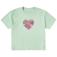 Women's Doodle Heart Short Sleeve Crusher Boxy Tee