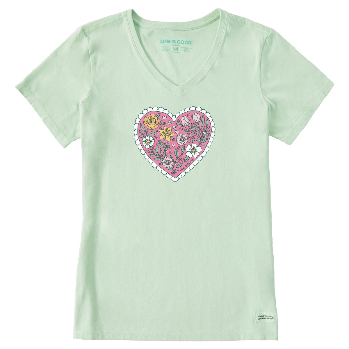 Women's Doodle Heart Short Sleeve Crusher Vee
