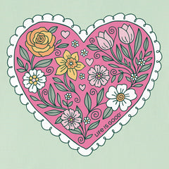 Women's Doodle Heart Short Sleeve Crusher Vee