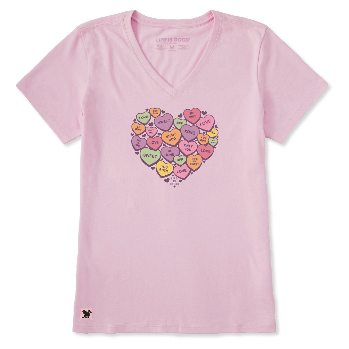 Women's Candy Heart Short Sleeve Crusher Vee