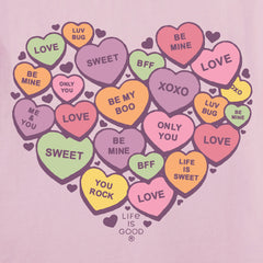 Women's Candy Heart Short Sleeve Crusher Vee