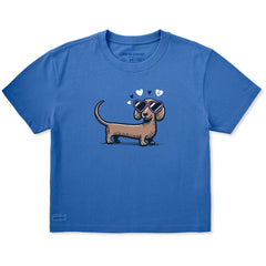 Women's Dachshund Love Short Sleeve Crusher Boxy Tee