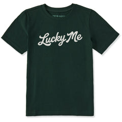 Kids Lucky Me Script Short Sleeve Crusher Tee