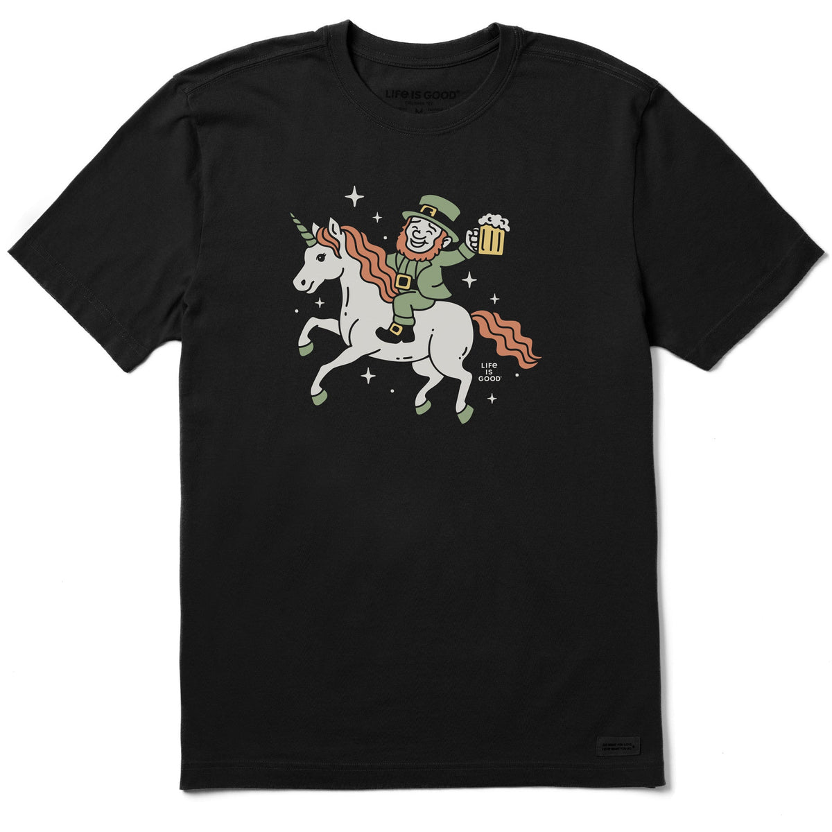 Men's Leprechaun on Unicorn Short Sleeve Crusher Tee