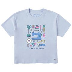 Women's I'll Be in My Office Sewing Short Sleeve Crusher Boxy Tee