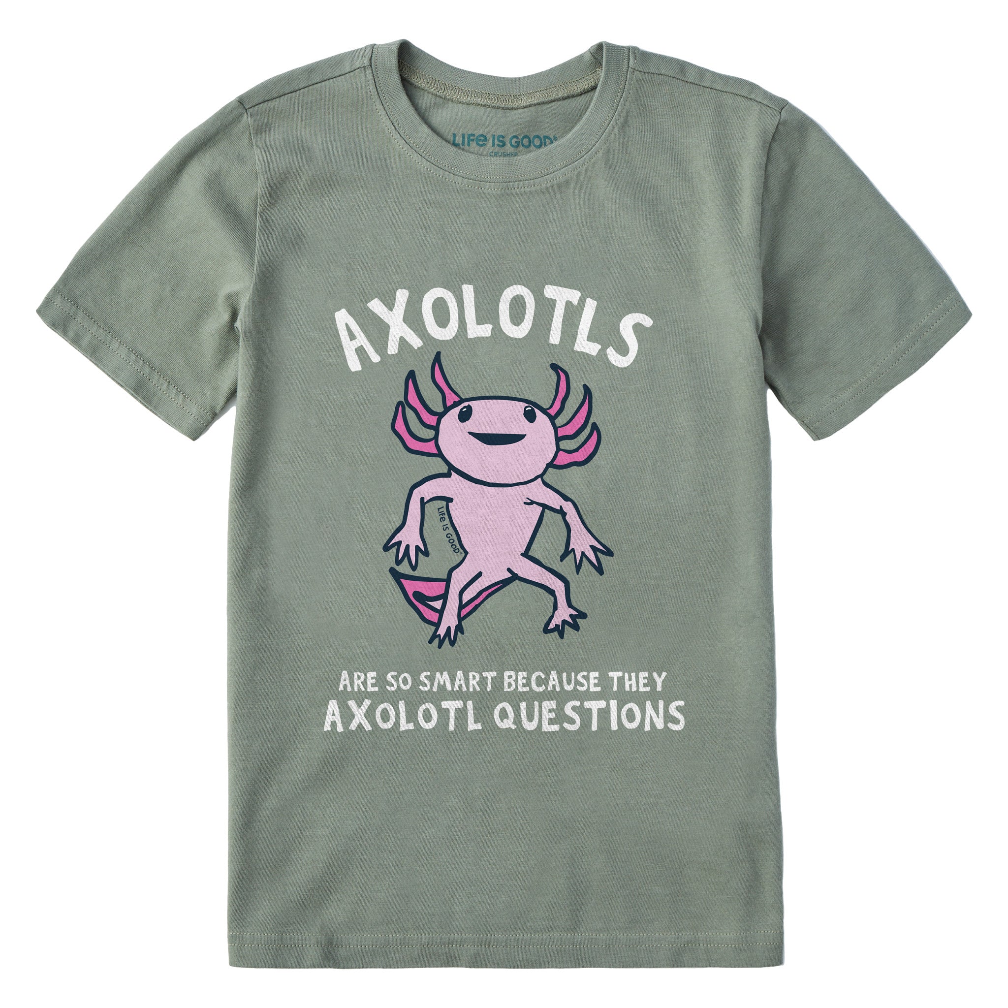 Kids Axolotls Questions Short Sleeve Crusher Tee
