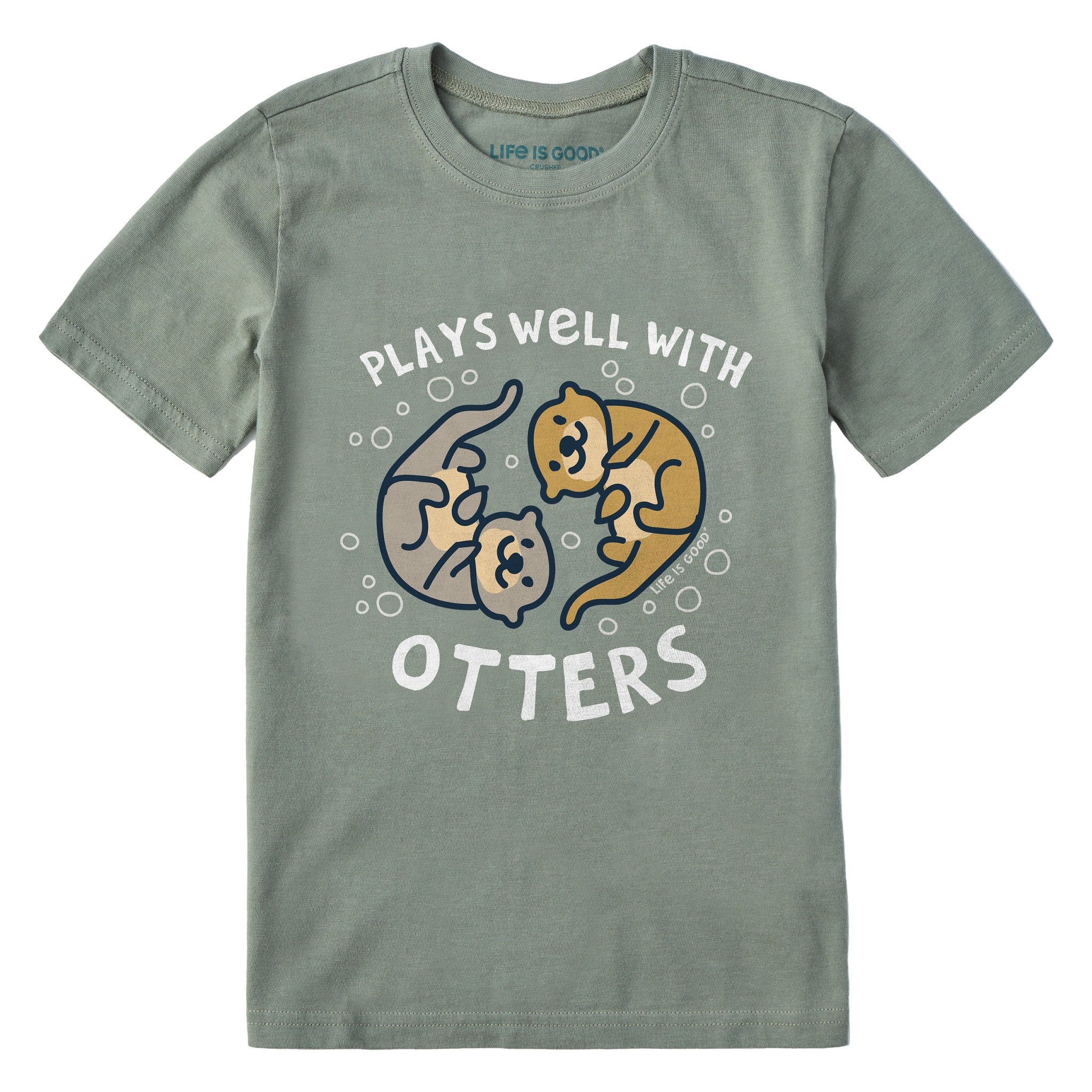 Kids Plays Well With Otters Short Sleeve Crusher Tee