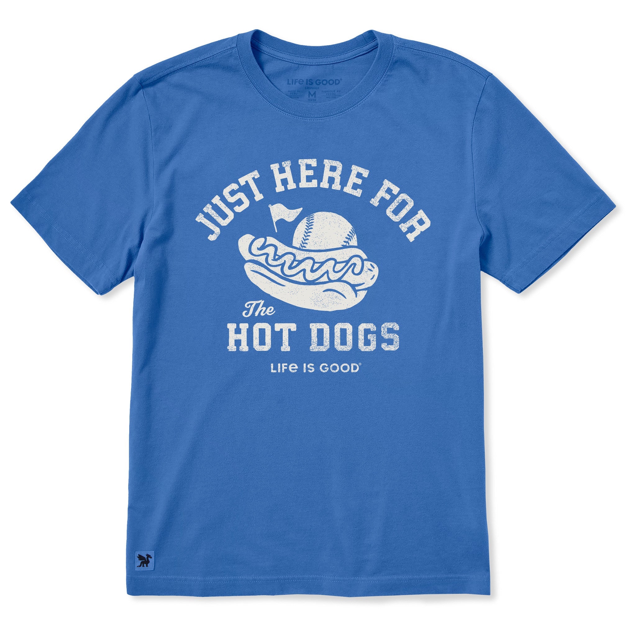 Men's Here for the Hot Dogs Baseball Short Sleeve Crusher Tee