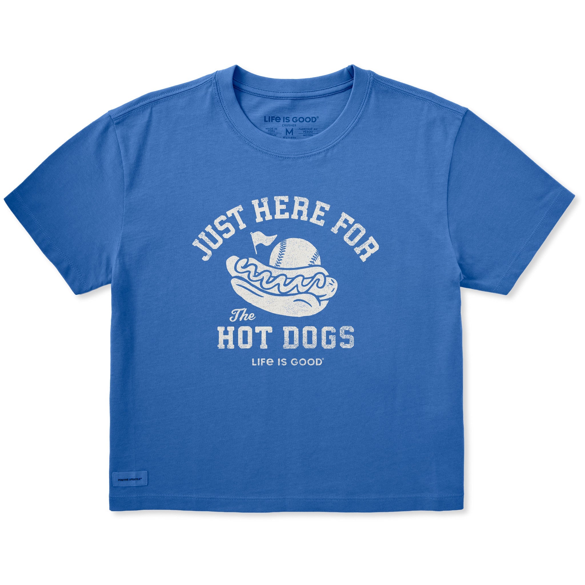 Women's Here for the Hot Dogs Baseball Short Sleeve Crusher Boxy Tee