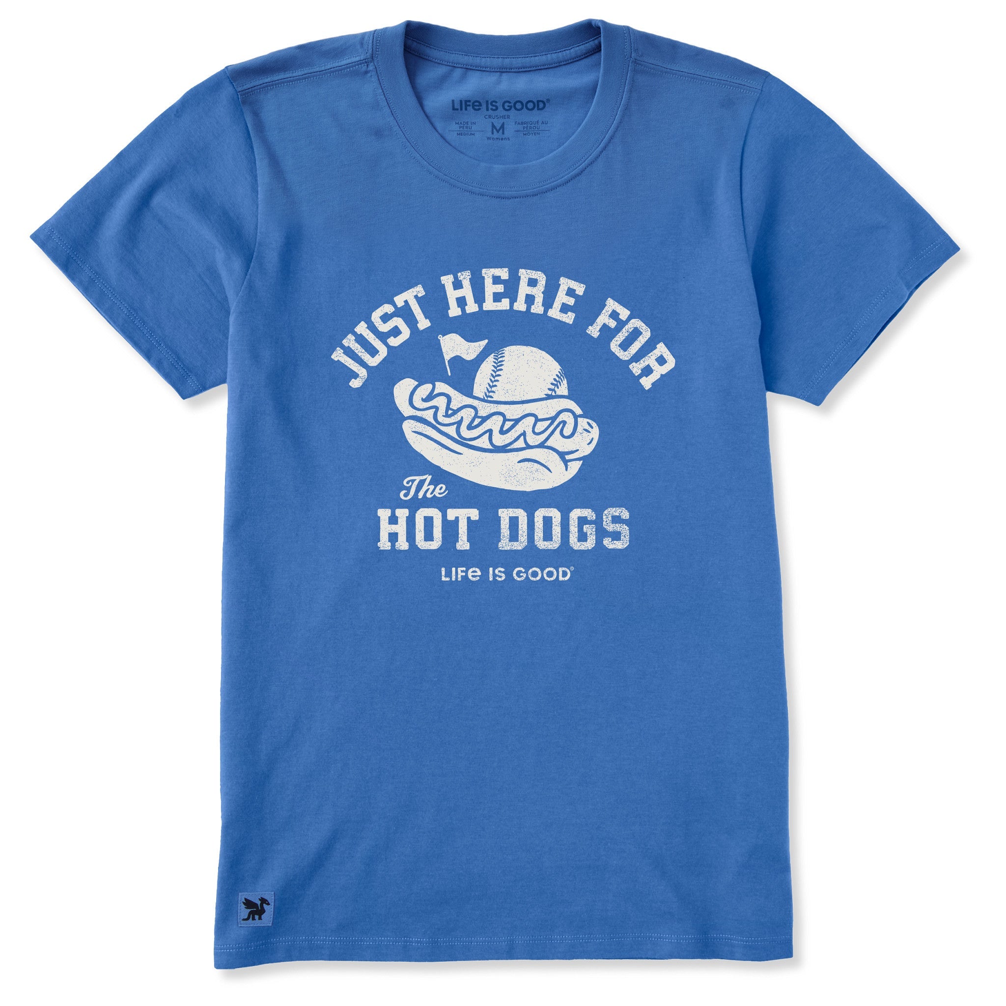 Women's Here for the Hot Dogs Baseball Short Sleeve Crusher Tee