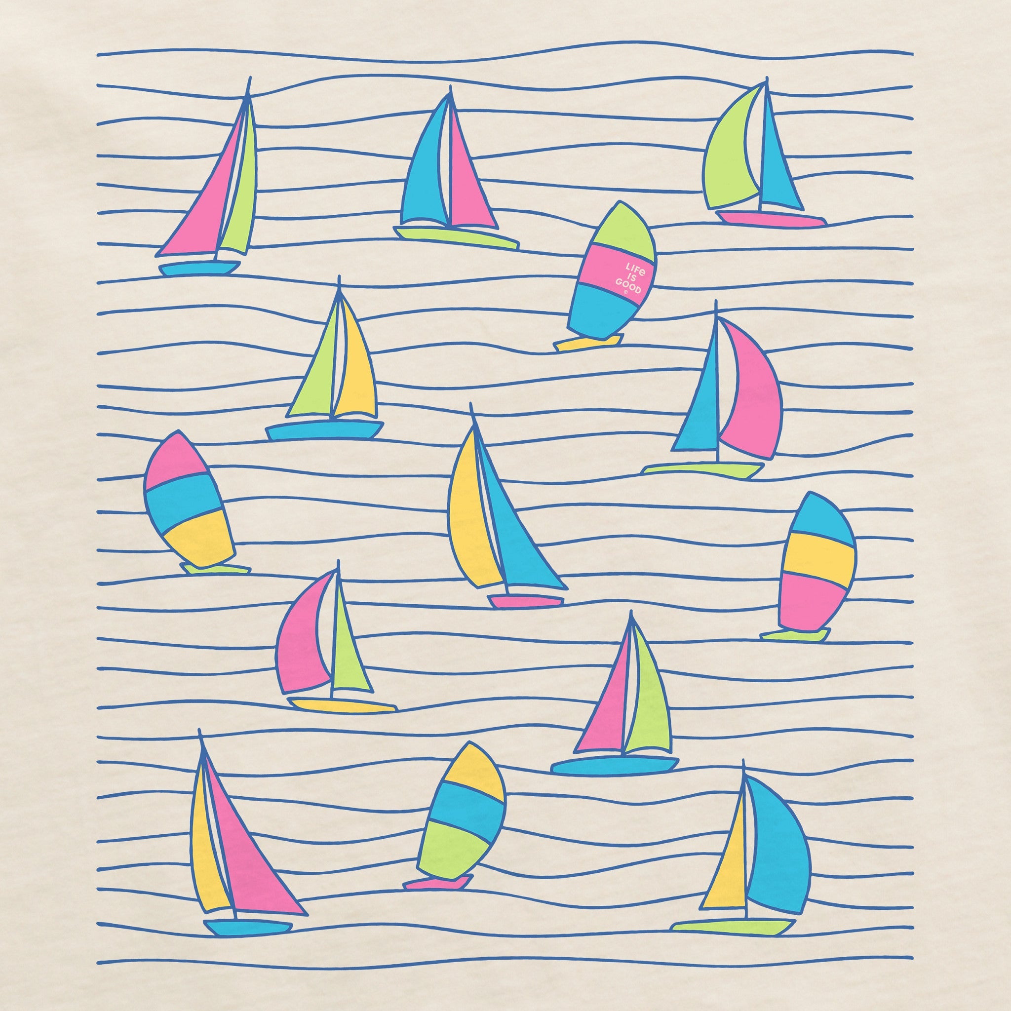 Men's Sailboats Among Waves Short Sleeve Crusher Tee