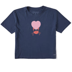 Women's Crab with Heart Short Sleeve Crusher Boxy Tee