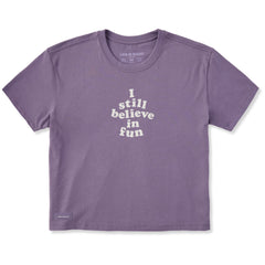Women's I still believe in fun Short Sleeve Crusher Boxy Tee