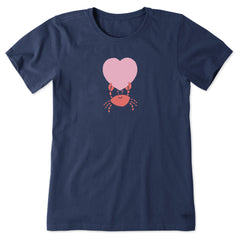 Women's Crab with Heart Short Sleeve Crusher Tee