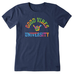 Women's Good Vibes University Tie Dye Short Sleeve Crusher Tee