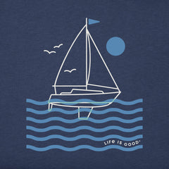 Men's Sailboat on Waves Short Sleeve Crusher Tee