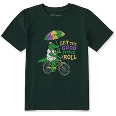 Kids Let the Good Times Roll Mardi Gras Gator Short Sleeve Crusher Tee