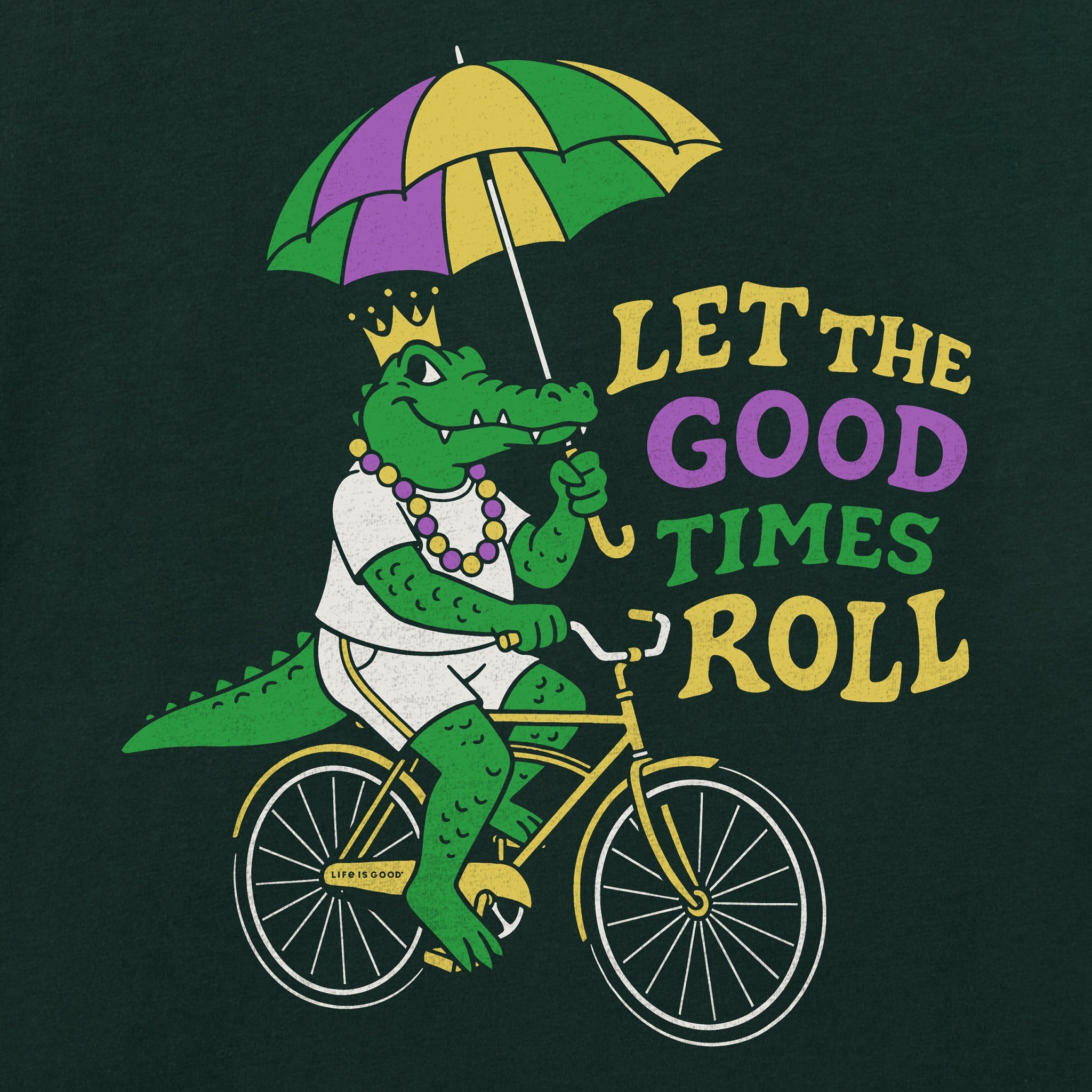 Kids Let the Good Times Roll Mardi Gras Gator Short Sleeve Crusher Tee